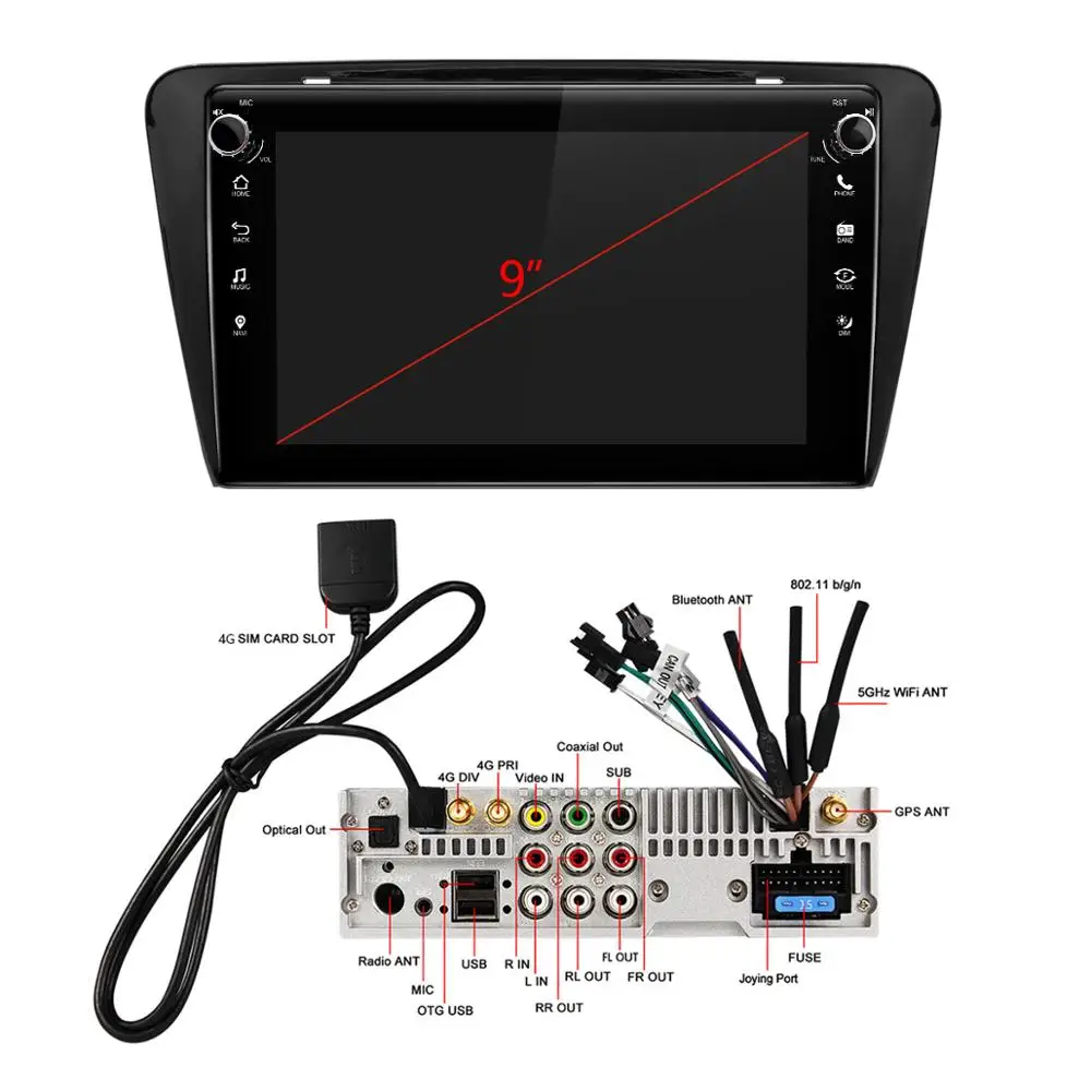 Автомагнитола 2DIN мультимедийный проигрыватель на Android 10 9 дюймов OBD2 для Volkswagen SKODA