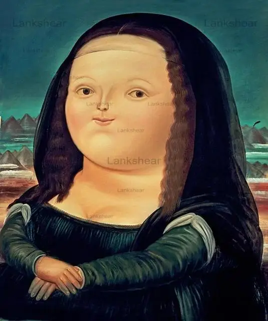 

Funny Cartoon Fat Mona Lisa Painting Print Picture Wall Art for Living Room Bed Room Nordic Cuadros Salon Tableaux Decor Posters