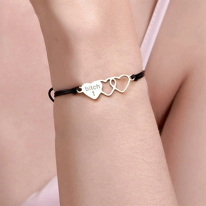 3 шт./компл. плетеный браслет из нержавеющей стали в форме сердца ювелирные