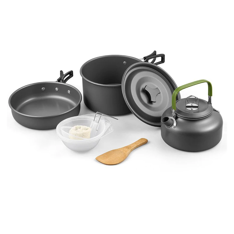 

Outdoor Camping Travel Kitchen Tableware Aluminum Pots Pans Set Cooking Set Hiking Picnic Tableware Supplies For Picnic 3PCS