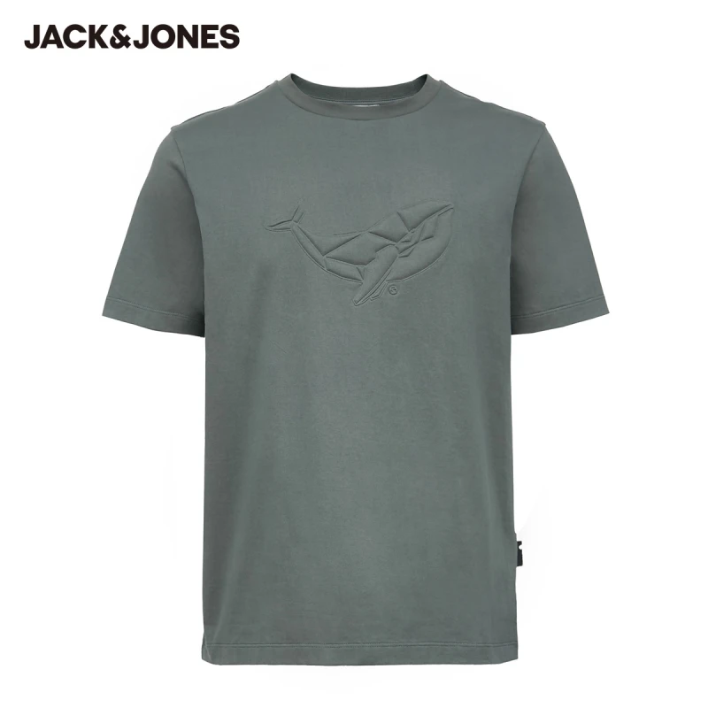 

JackJones Men's 100% Cotton Regular fit 3D Pattern Casual Short-sleeved T-shirt | 221201106