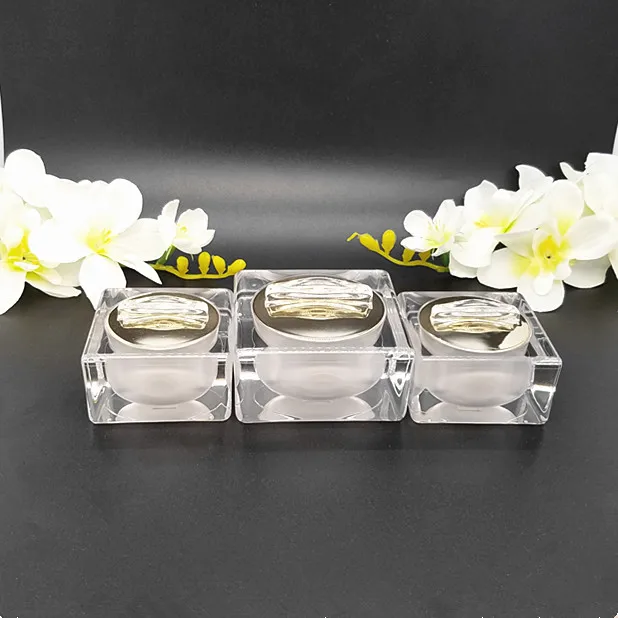 15 г Акриловая банка для крема золотой/черный/жемчужный белый квадратной формы