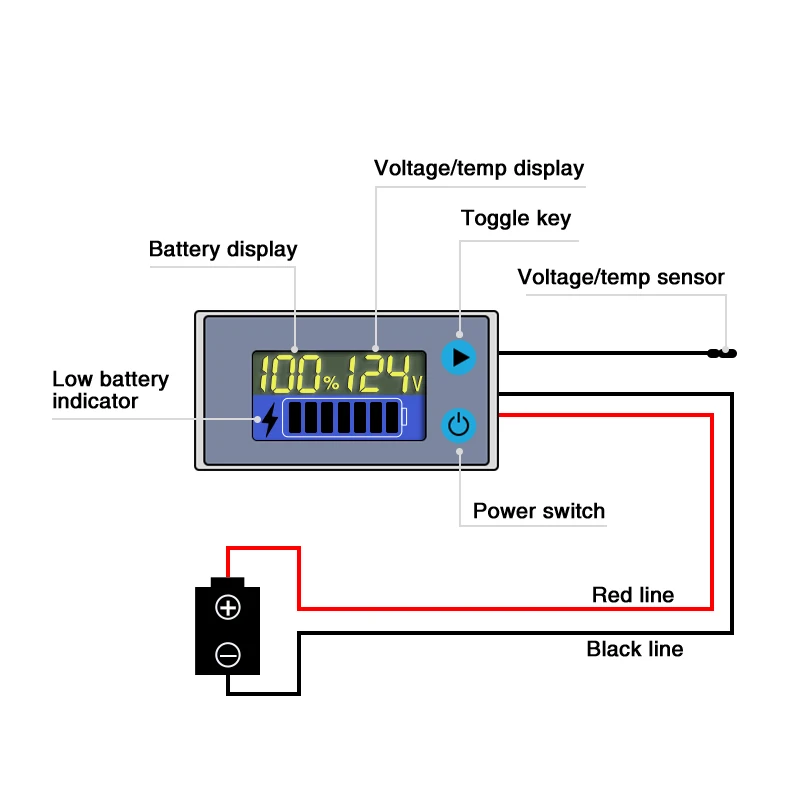 Alconstar-цифровой вольтметр DC10V-100V светодиодный цифровой Амперметр Температура