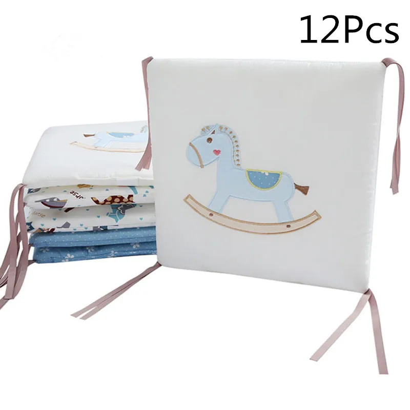 Horse 12Pcs 6 шт./12 шт. Детская кровать бампер Комплект Детская кровать детская кроватка защитный бампер для новорожденных Детская кроватка бампер в обувь для малышей Комплект постельного белья - Цвет: Horse 12Pcs