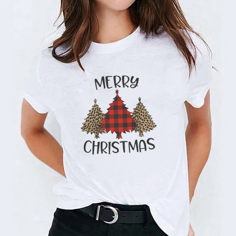 Женская футболка с мультяшным леопардовым принтом в клетку праздничная надписью