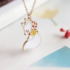 Ожерелье с подвеской в виде русалки, рогов, домика на дереве, животных для девочек и детей, женское ожерелье, забавное эмалированное ожерелье с подвеской в виде милой мультяшной лисы, детские подарки