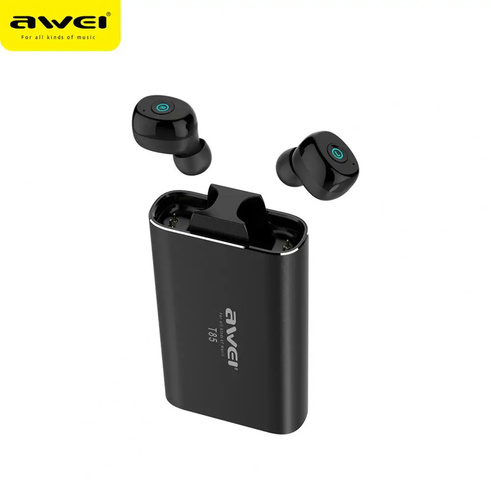 

AWEI T85TWS wireless bluetooth magnetic earphone 1800mAh mobile power smart noise reduction earphone