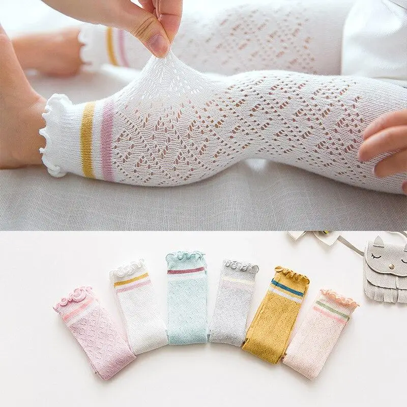 

Леггинсы для девочек, хлопковые, белые, розовые, на весну/лето, сетчатые, От 0 до 4 лет