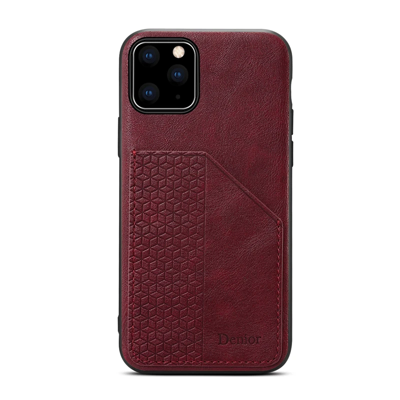 Чехол для телефона с держателем карт для Apple iPhone 11 Pro Max, роскошный кожаный чехол с силиконовой рамкой, антидетонационный бизнес