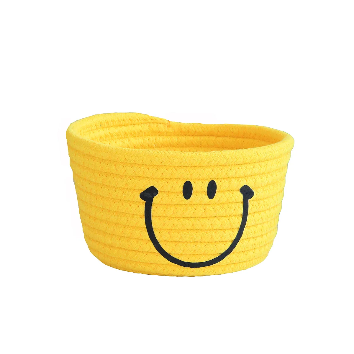 

Korean Style Healing Handmade Cotton Thread Smiley Expression Storage Basket Desktop Storage Box Home Decoration Debris Sorting