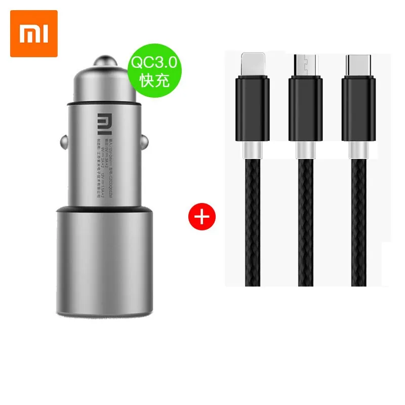 Оригинальное автомобильное зарядное устройство Xiaomi Xiao mi QC3.0 X2 с двумя USB портами