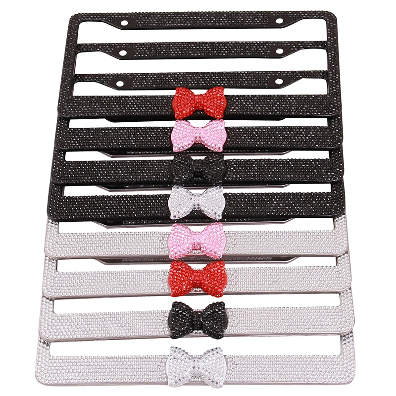 Рамка для номерного знака автомобиля крепление с кристаллами и бантом украшение