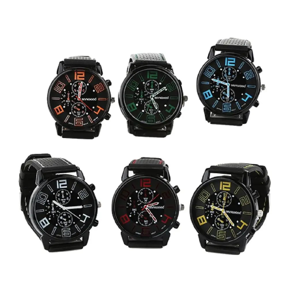 Мужские спортивные часы с силиконовым ремешком кварцевые аналоговые Элегантные