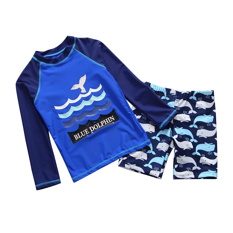 Rashguard/комплект из двух предметов для мальчиков, UPF50, с длинным рукавом для плавания, костюм для мальчиков, купальный костюм, детская защита от ультрафиолета, детский купальник