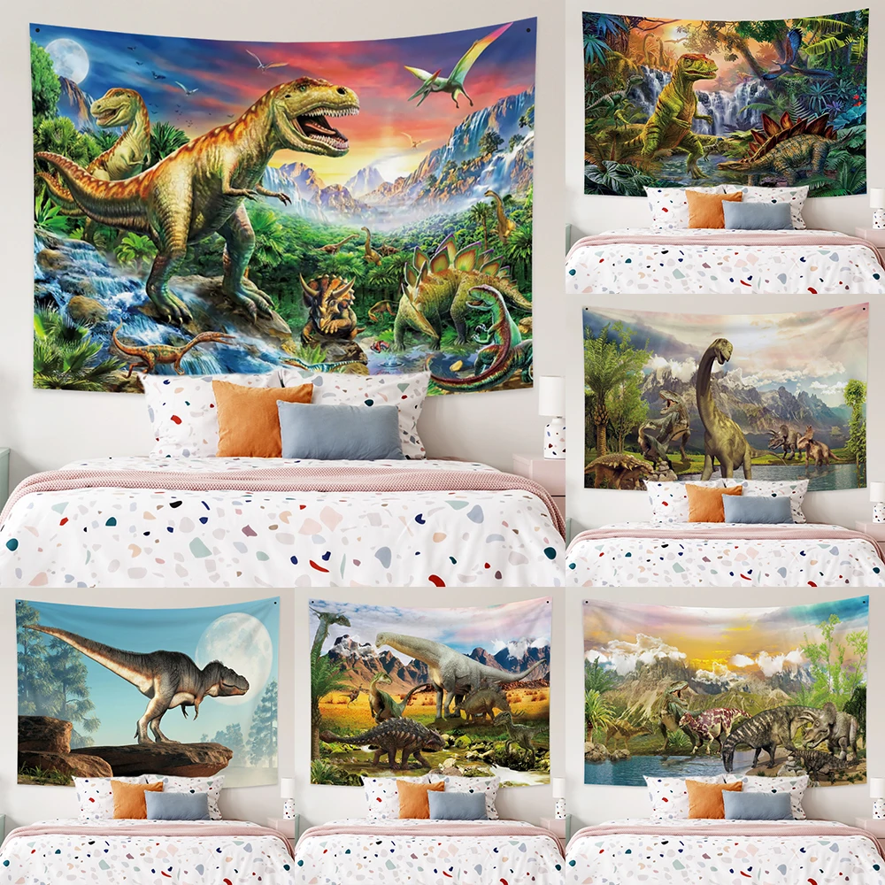 

Dinosaur Tapestry Virgin Forest Animal Wall Hanging Bohemian Psychedelic Wall Decoration Beach Towel Polyester Yoga Blanket
