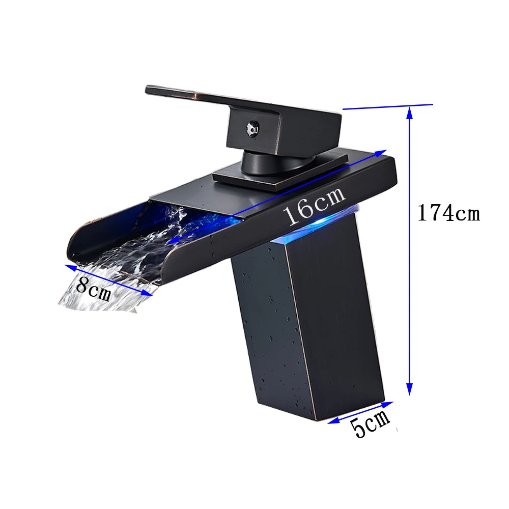 Хромированный Светодиодный смеситель для раковины в ванной комнате кран горячей
