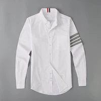 new 19ss men oxford classic grey stripe fashion cotton casual shirts shirt high quality pocket long sleeves top m 2xl m49