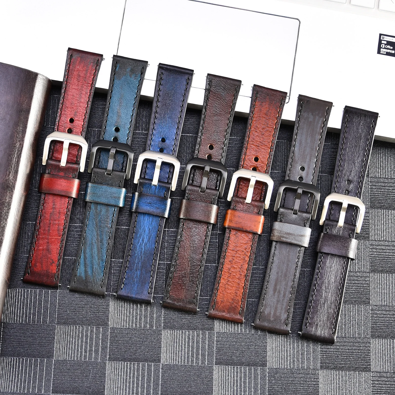 BEAFIRY Genuine Leather Watch Band 18mm 20mm 22mm 24mm Quick Release Watch Straps Watchbands Belt Brown Blue  Grey for Men Women
