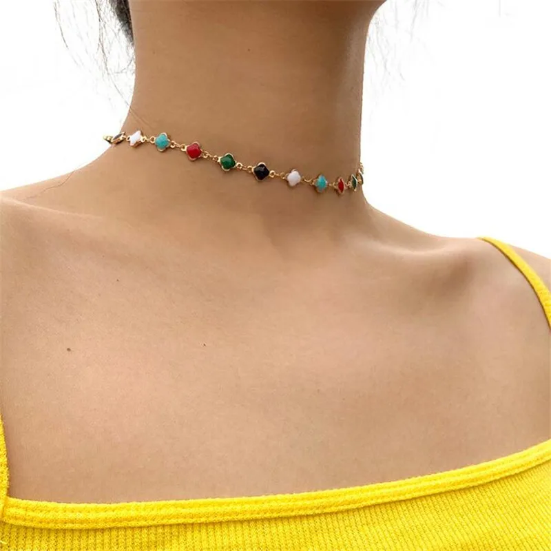 Женские многоцветные цепочки ручной работы Золотое колье с круглыми бусинами и