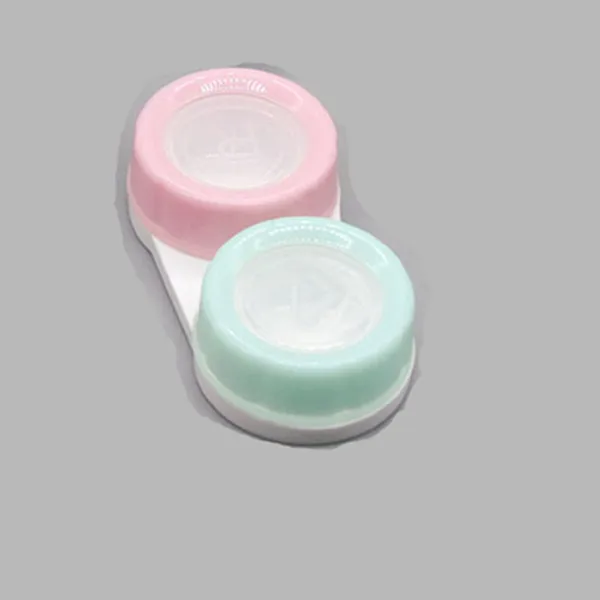 pink-green 1 шт., косметический чехол для контактных линз, коробка для ухода за глазами, двойная коробка, сумка для очков, сохраняет контактные линзы в безопасности - Цвет: pink-green