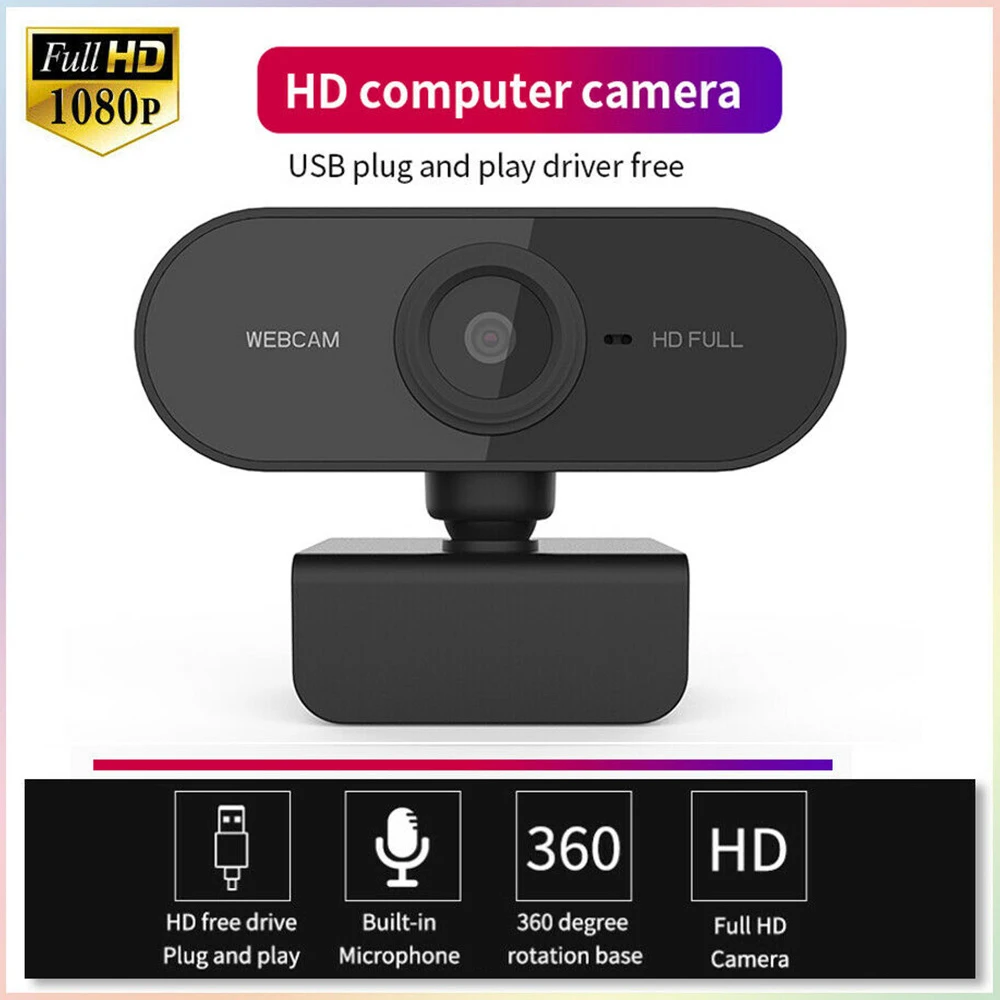 

HD 1080P Webcam Computer PC Web Camera With Microphone Rotatable Web Cam Camera Ins Live Broadcast Video Calling Conference Work