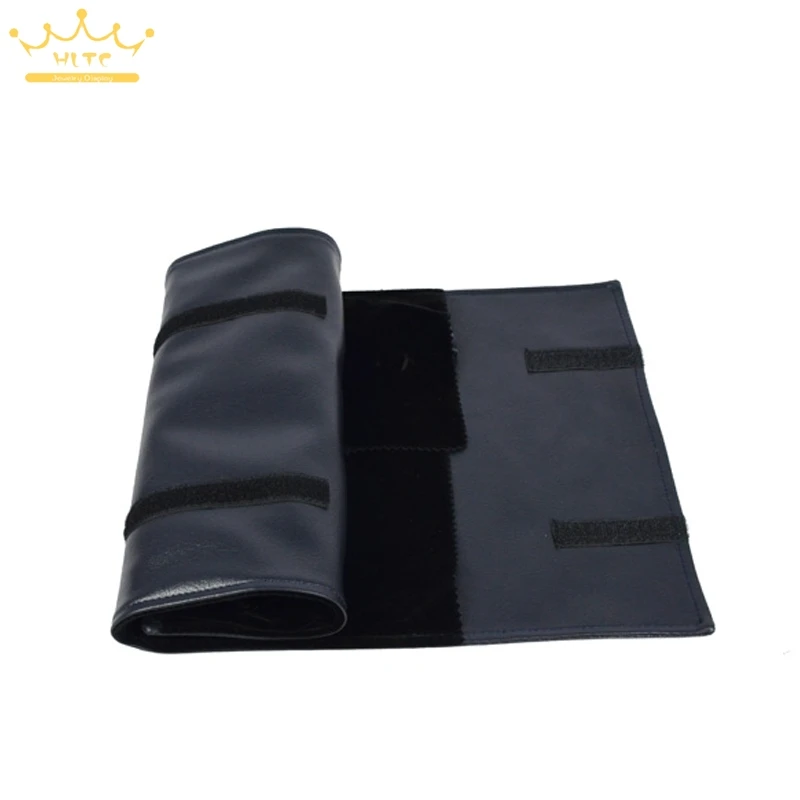 Темно синяя кожаная сумка в рулоне для ювелирных изделий портативный органайзер