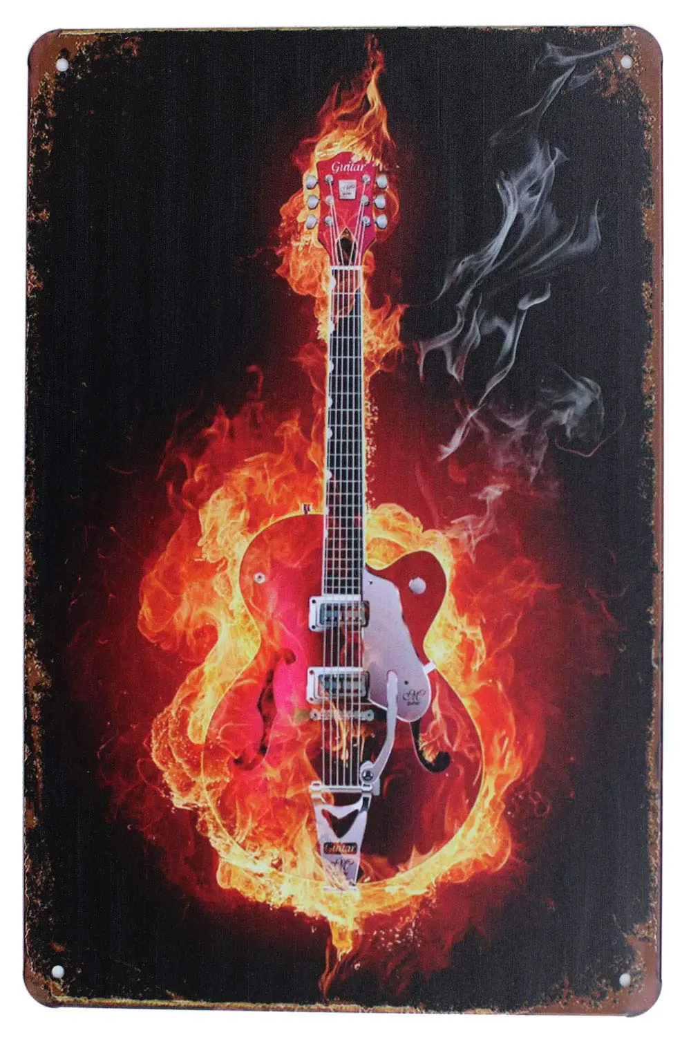 

ARTCLUB The Guitar Metal Tin Sign, Vintage Poster Plaque Living Room Bedroom Study Bar Home Wall Decor