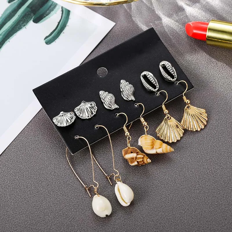 Новые модные висячие серьги-подвески из натуральной раковины для женщин