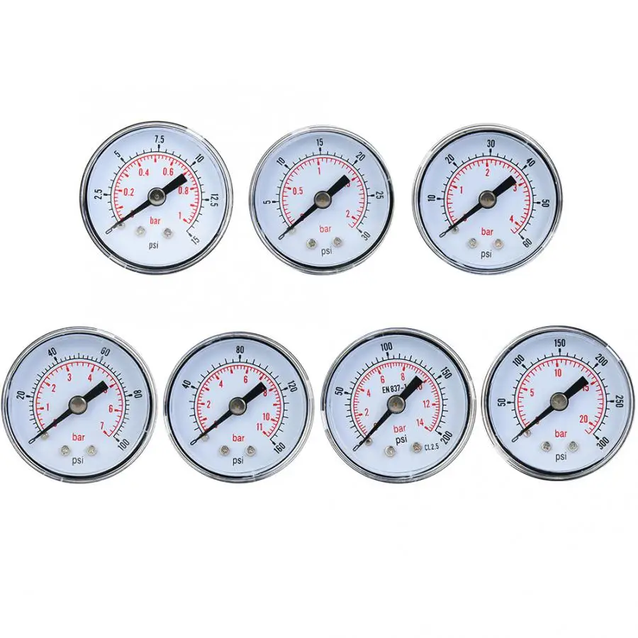 Манометр механический с двойной шкалой 15 300PSI/1 20бар 1/8 дюймов|Манометры| |