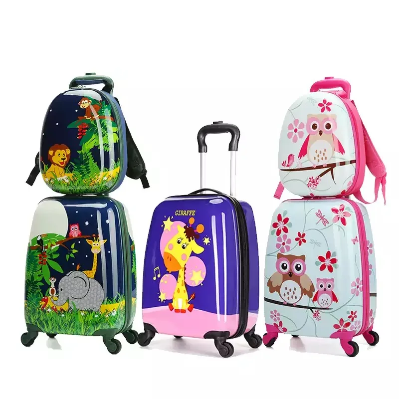 GraspDream Brand Children Rolling Luggage Set Backpack Kid Suitcase Wheels Cute Cartoon Trolley Case Carry on Student Travel Bag