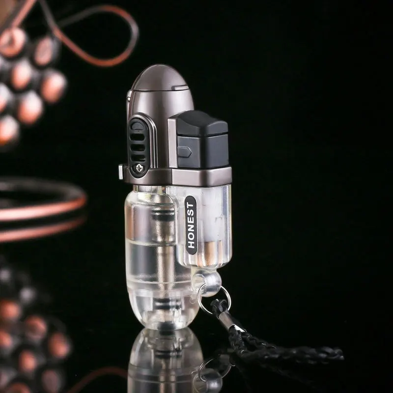 Металлическая зажигалка с ремешком портативная сигаретная Бутановая Зажигалка