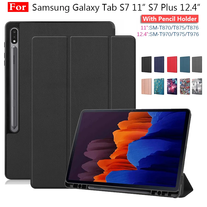 

Чехол для Samsung Galaxy Tab S7 T870 11 "2020 Tab S7 + T970 12,4", чехол для планшета, Магнитный чехол с держателем для ручки