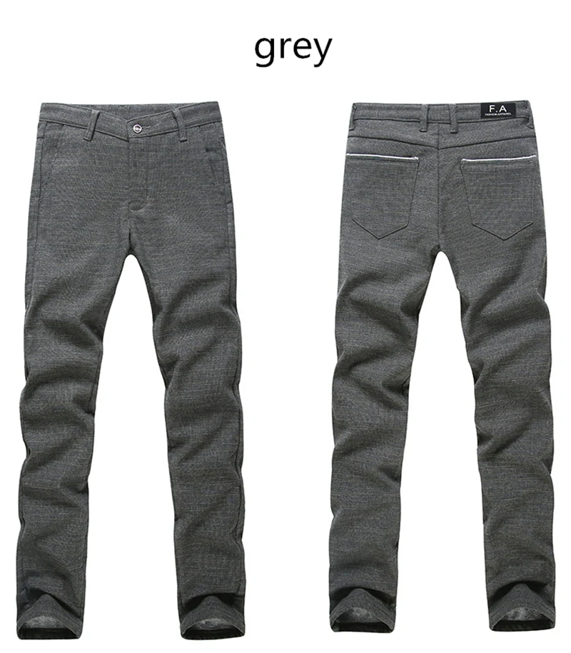 Mens Winter Fleece Warm Pants Men Korean Casual Slacks Slim Warm Thick Pants for Men Fashion Black Gray Blue Trousers Male,688