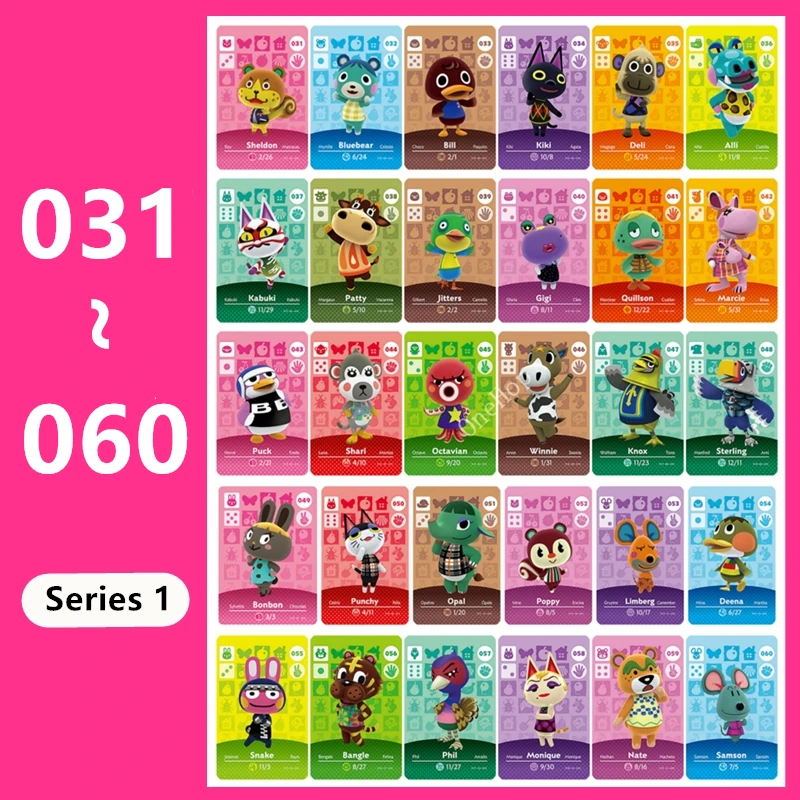 

Animal Croxxing Card NO.031~060 Work For NS NFC Ntag215 Chip Games Series 1 New Horizons Hot Villager