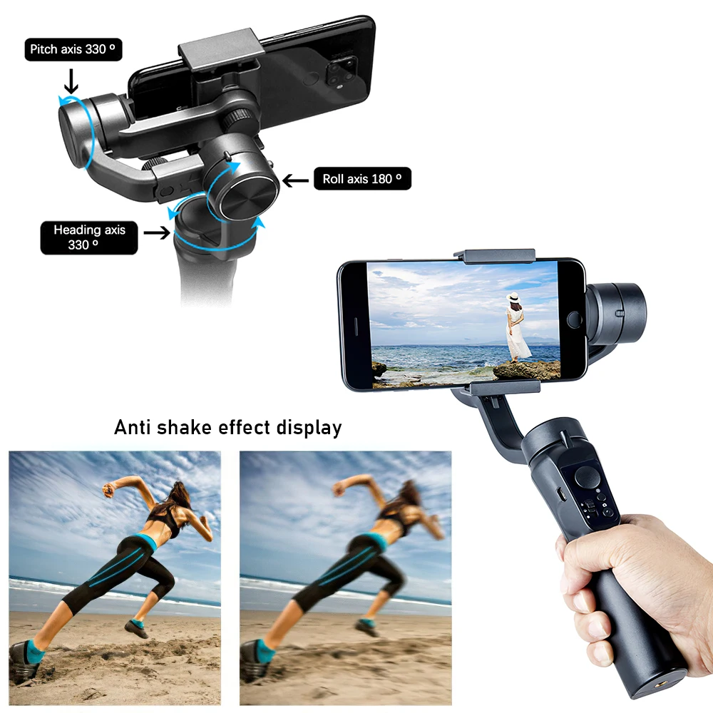Travor 3 осевой Ручной Стабилизатор PTZ Gimbal мобильный телефон Gopro камера селфи палка USB
