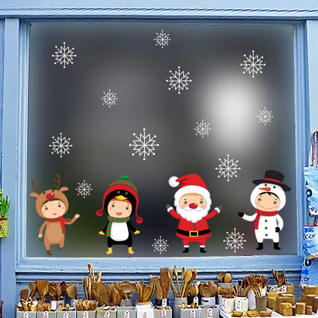 

Christmas Snowflake Electrostatic Wall Sticker Glass Windows Decals Merry Christmas Home Decoration Stickers Wallpaper