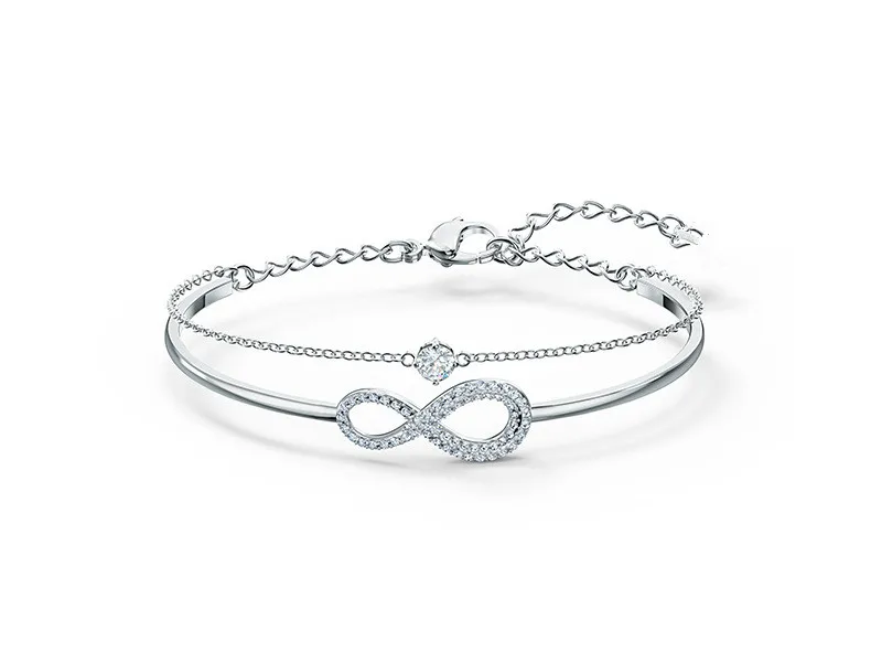 Новинка 2021, Европейская мода, ювелирные изделия, новейший Европейский двойной браслет «Вечная любовь», женский браслет с кристаллами от Swarovski, два в одном