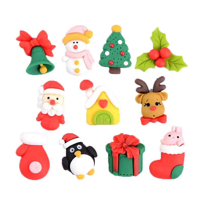 

Рождественские подарки, олень, Санта-Клаус, аксессуары из смолы, Скрапбукинг с плоским основанием, украшение «сделай сам», шармы, браслеты, с...