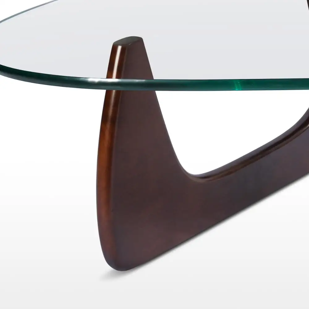 Треугольный стеклянный журнальный столик винтажный и деревянный стол с