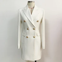 white black blazer dress 2021 new double breasted metal button back zipper work business long sleeve suit dress high quality