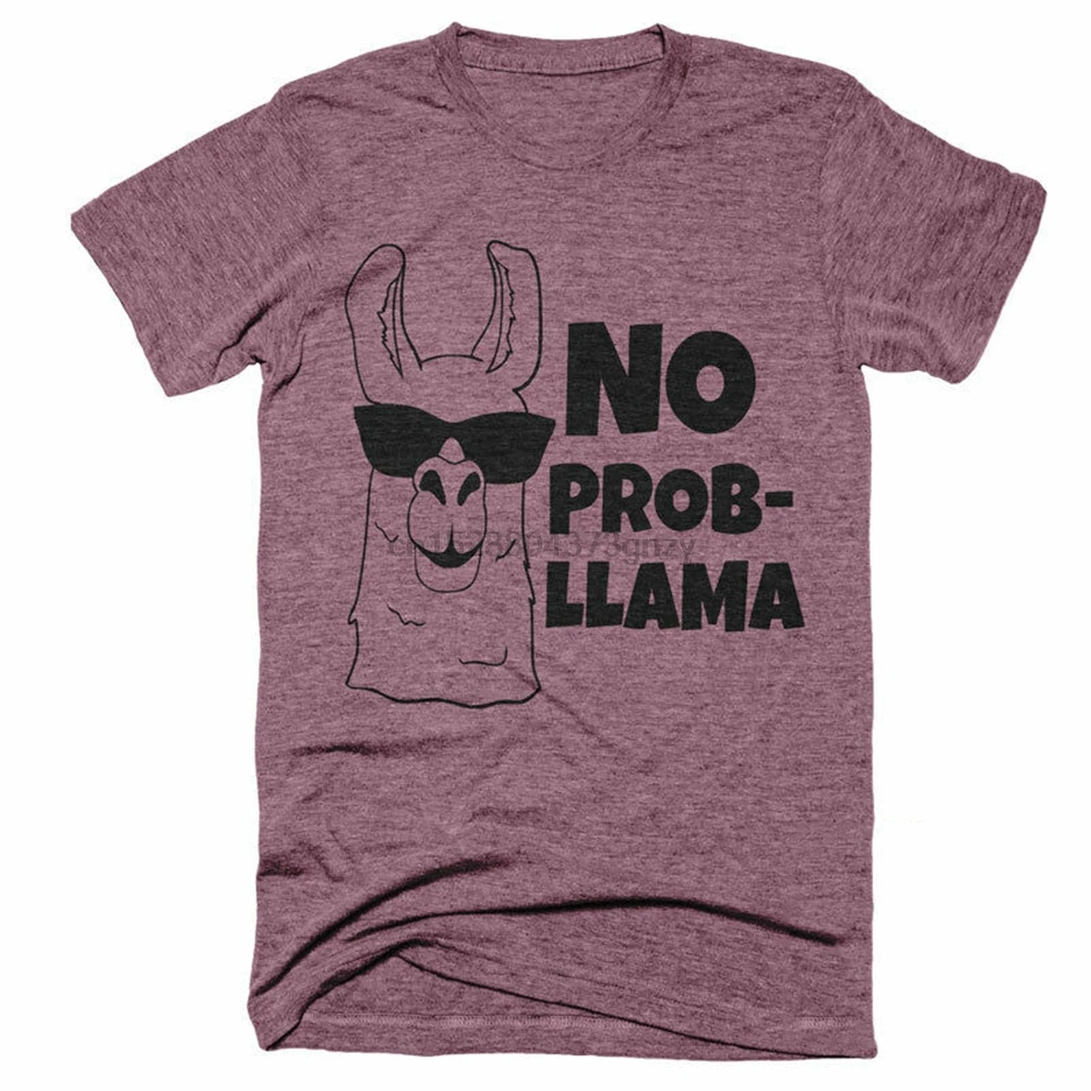 Распродажа No Prob футболки с изображением ламы мужские подарки забавная футболка