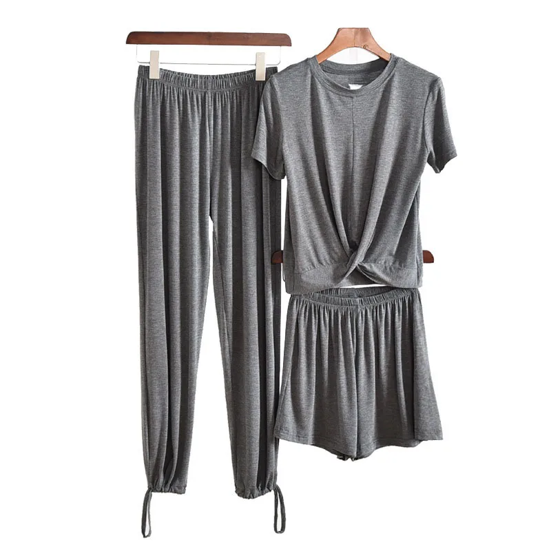 Женская Повседневная Пижама футболка с короткими рукавами прямые брюки широкие