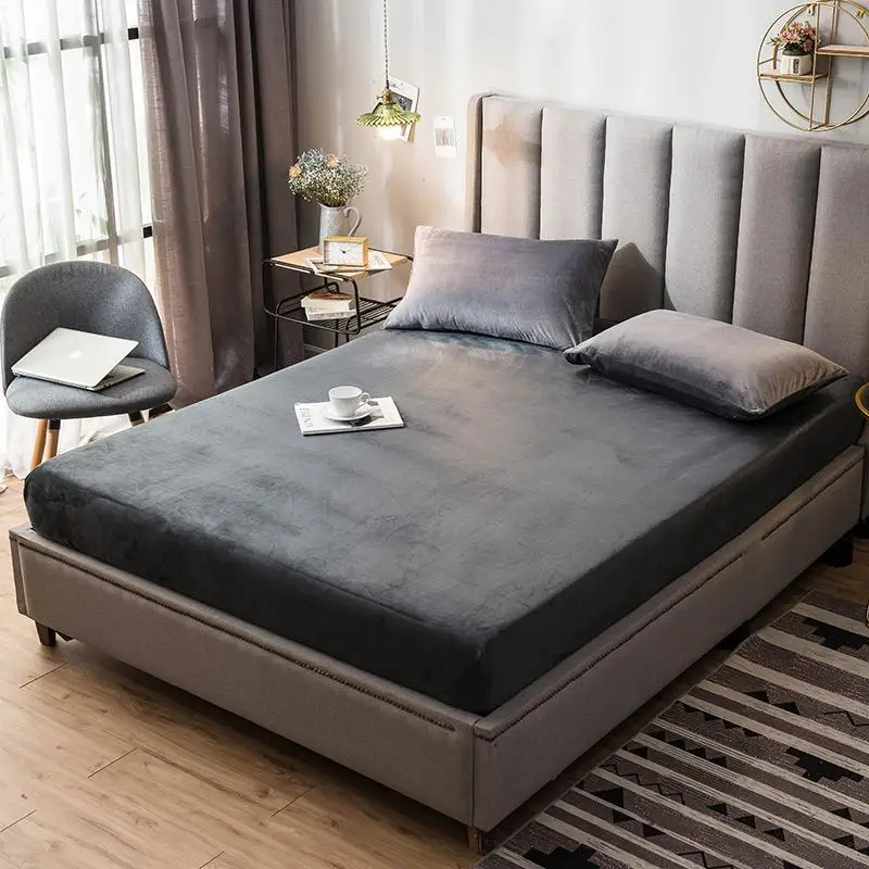 Простыня однотонная современная простая теплая фланелевая Защитная наматрасник