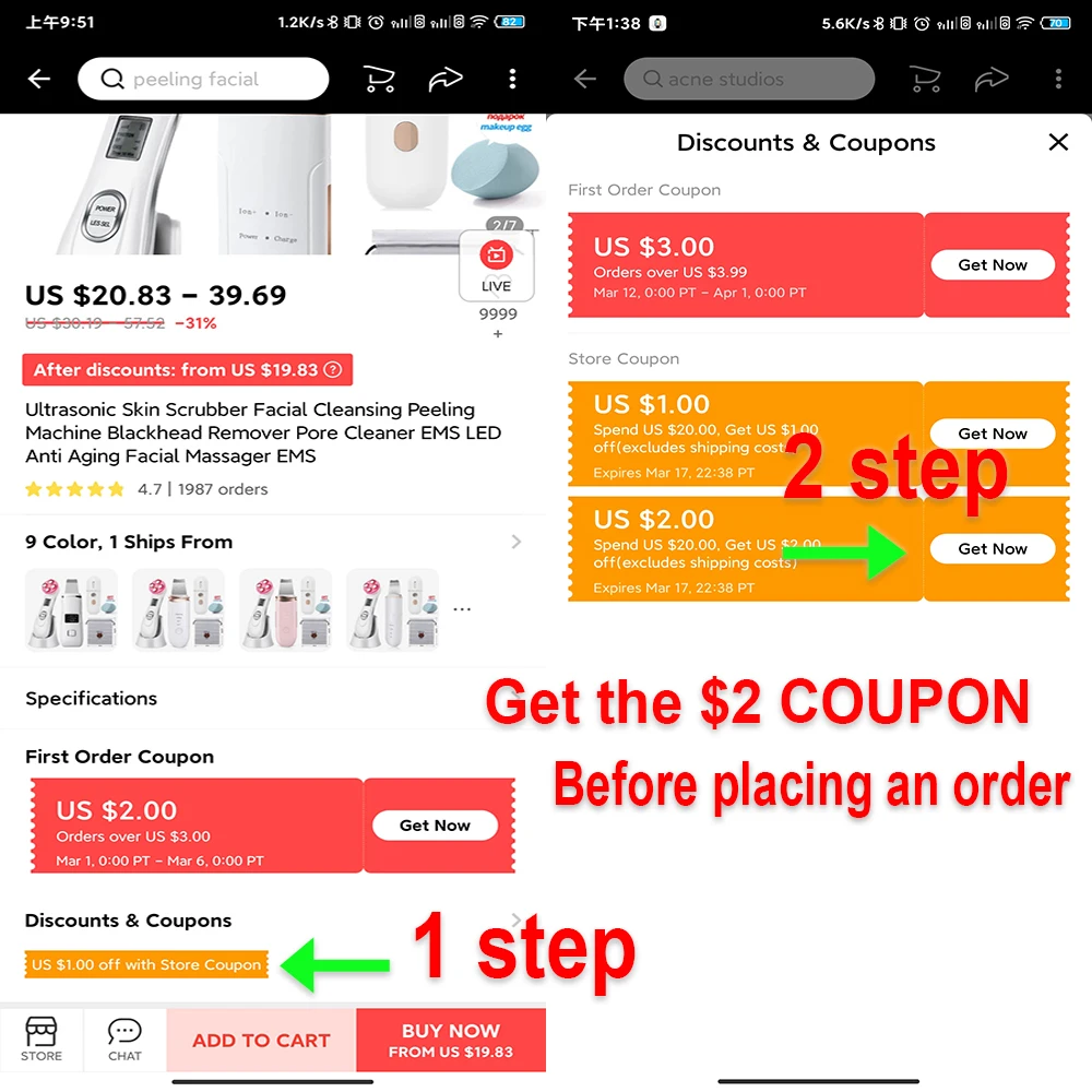 Goedkoop Ultrasone Huid Scrubber Gezichtsreiniging Anti Rimpel Comedondrukker Hals Schoonheid Apparaat Ems Led Facial Massager Ems