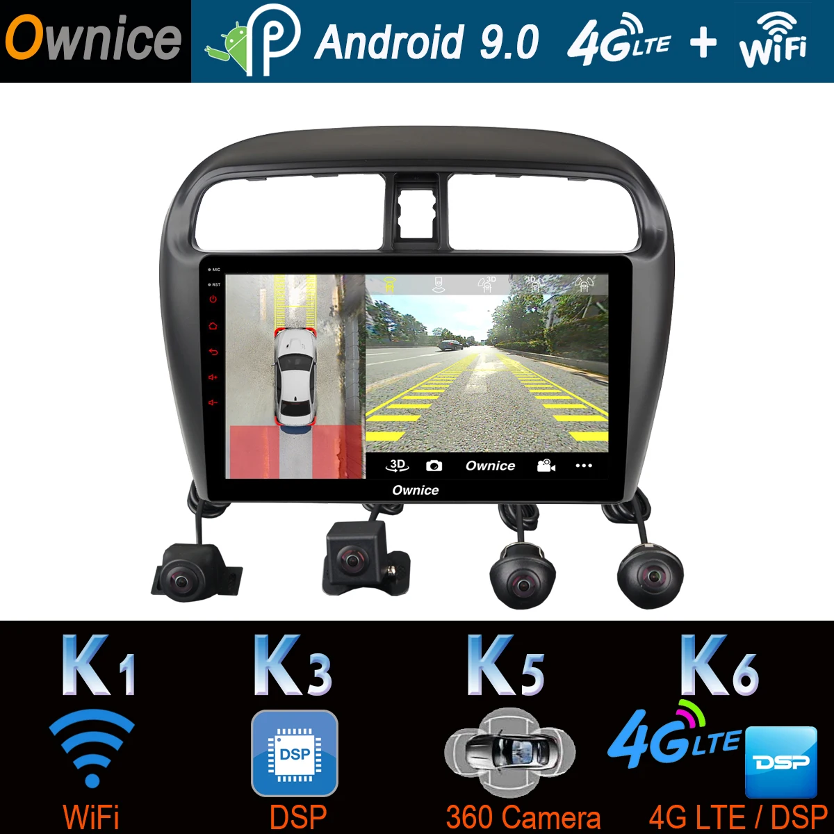 Камера видеонаблюдения Android 9 0 8 ядер 4 + 64 ГБ SPDIF DSP CarPlay GPS радио для Mitsubishi Mirage Attrage GT