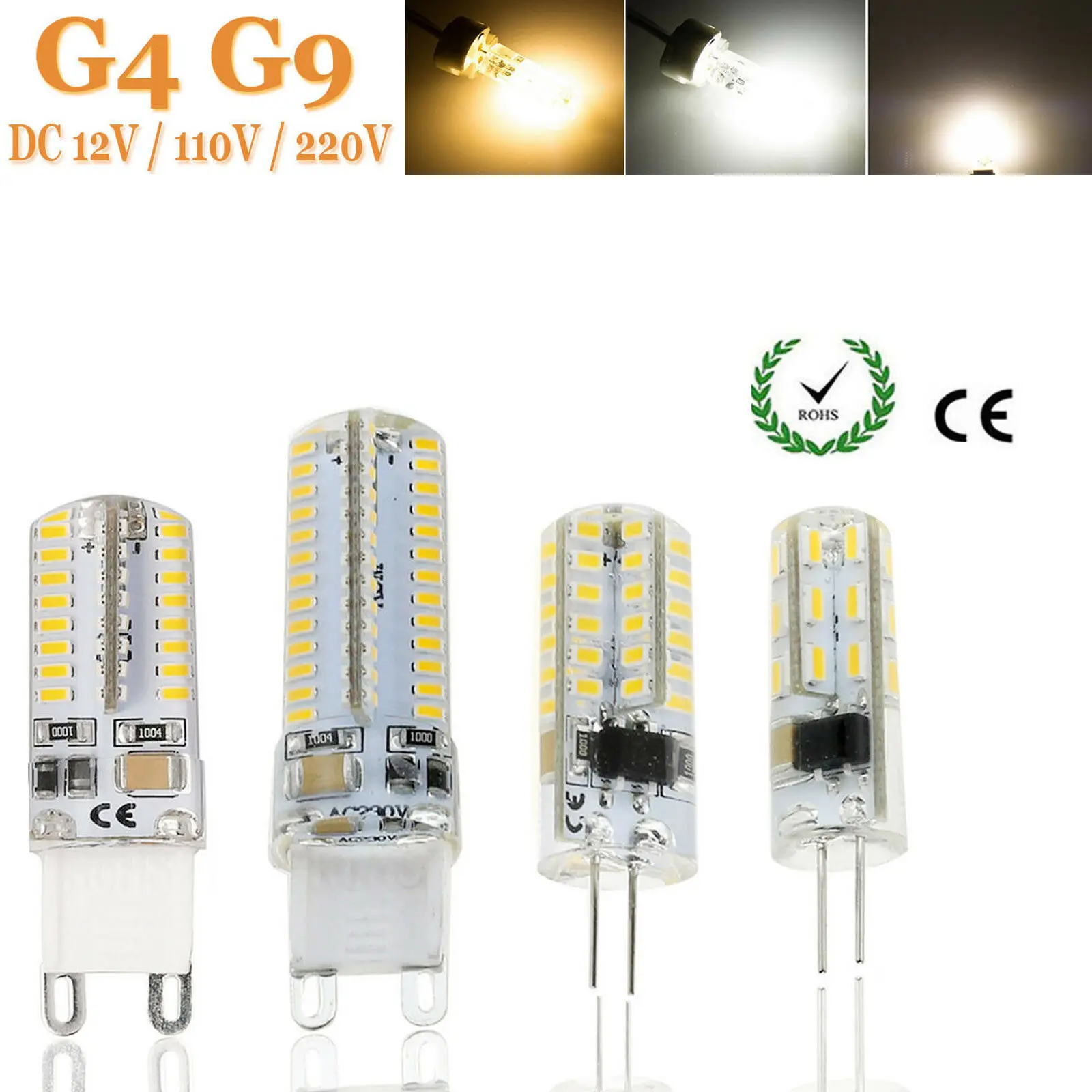 

Миниатюрная хрустальная лампа G4 SMD3014, 2 шт., сменная галогенная лампа теплого и холодного белого света, 12 В постоянного тока, 110 В переменного ...