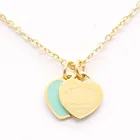 Ожерелье с подвеской в виде сердца 316L, новое Золотое ожерелье с узором в виде сердца для женщин, Стальная эмаль, розовый цвет, двойная короткая женская ожерелье jingyang