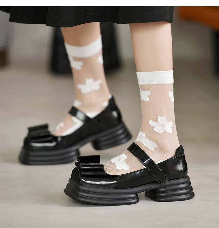 

Brand Design Hook&Loop Bowtie Platform Mary Janes Shoes Women Square Toe Special Heel Goth High Heels Women Pumps Ladies Shoes