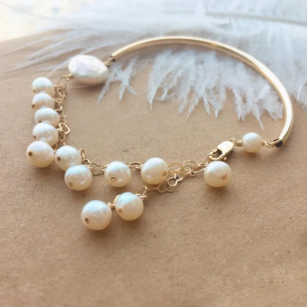 CCijiNG натуральное жемчужное звено браслеты женские ручной работы милые и
