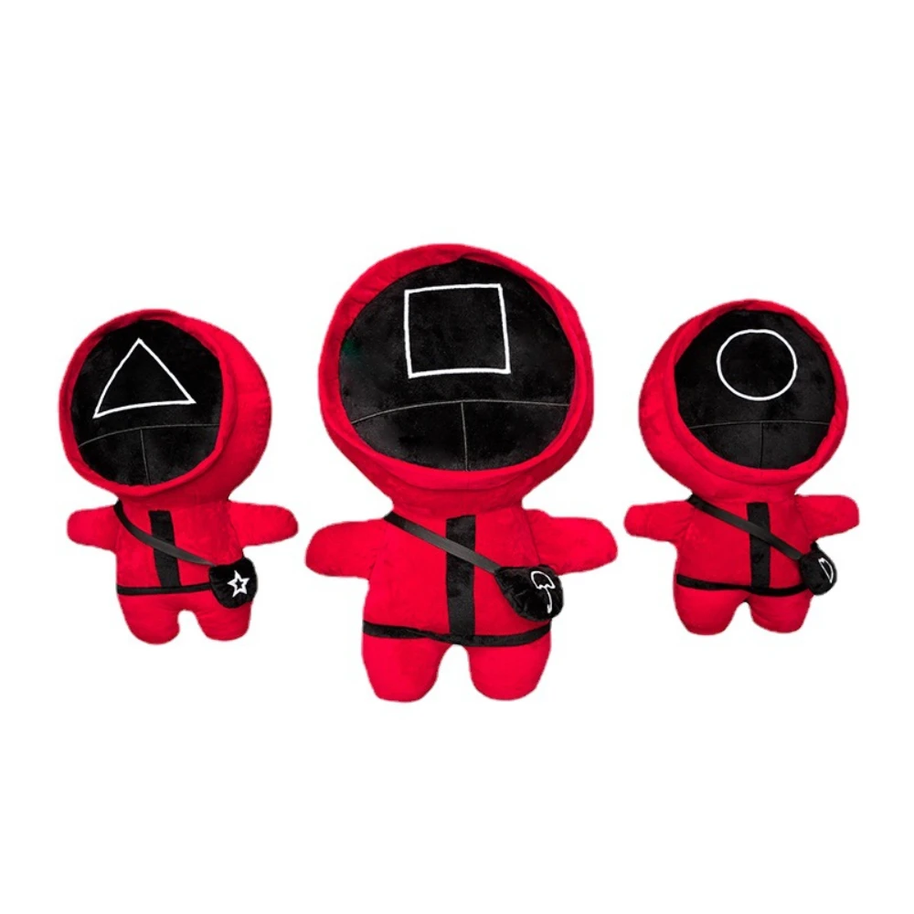 

Pendant Cartoon Plush Doll Figure Toys Kawaii Squid Game Peluche Stuffed Round Square Triangle Christmas Kids Gifts Keychain